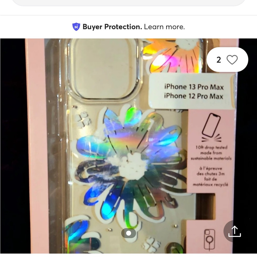 KATE SPADE iPhone 12 Pro Max Clear Silver Flower Protective Hardshell Case